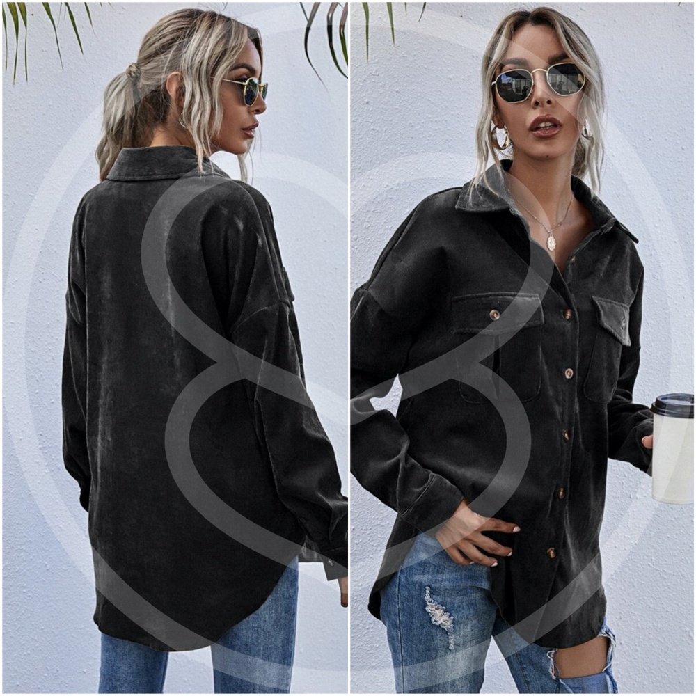 Dusty blue Corduroy light fall jacket - Picture 9 of 9